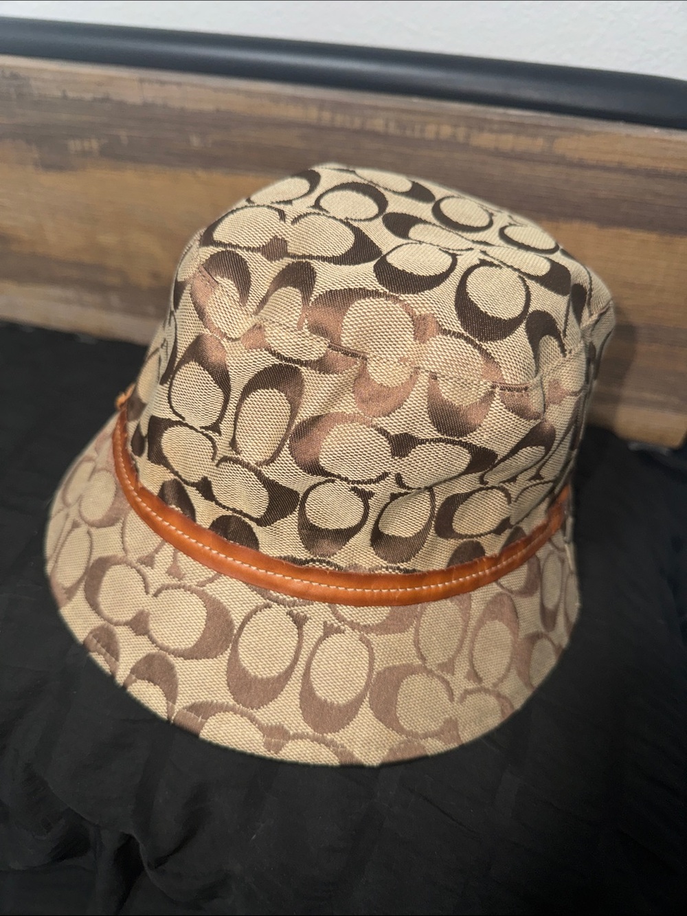 Coach Signature Monogram Bucket Hat in Brown and Tan